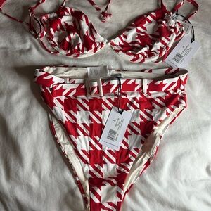 WeWoreWhat Red and White Bikini Set